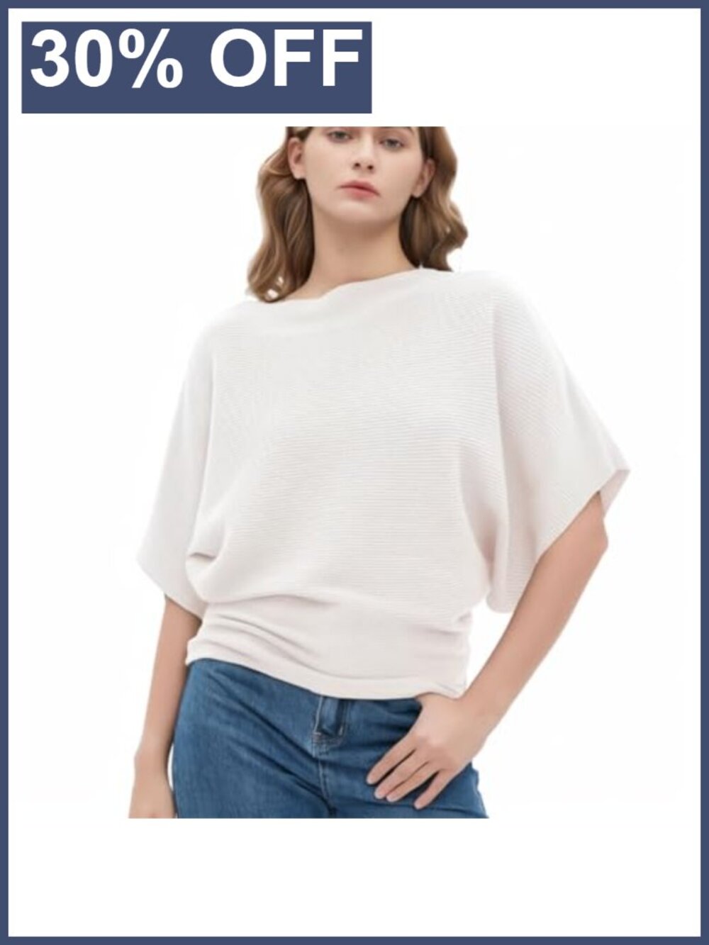 Boat Neck Short Sleeve Dolman Knit Sweater Lightweight Pullover